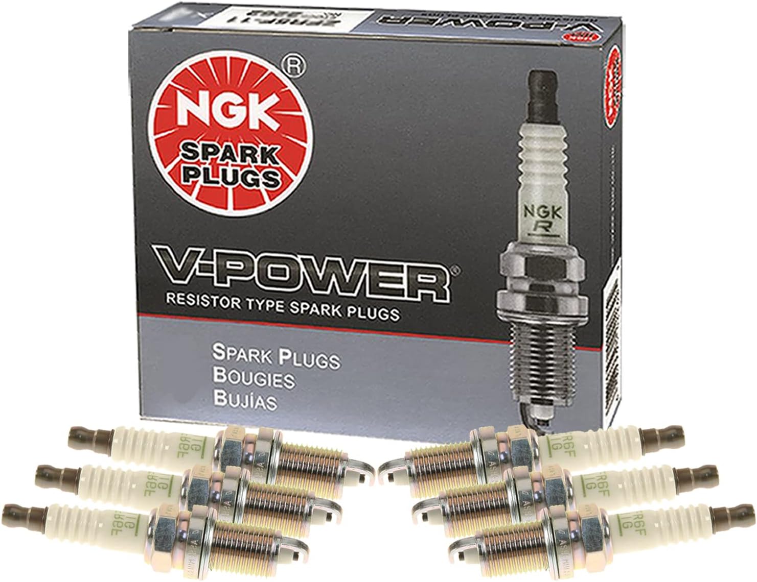NGK Set of 6 Nickel V-Power Spark Plugs For Dodge Jeep Mitsubishi Ram 3.7 V6