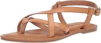 Amazon Essentials Women's Casual Strappy Sandals - Adjustable Comfort Toe-Thong Flats with Padded Insole