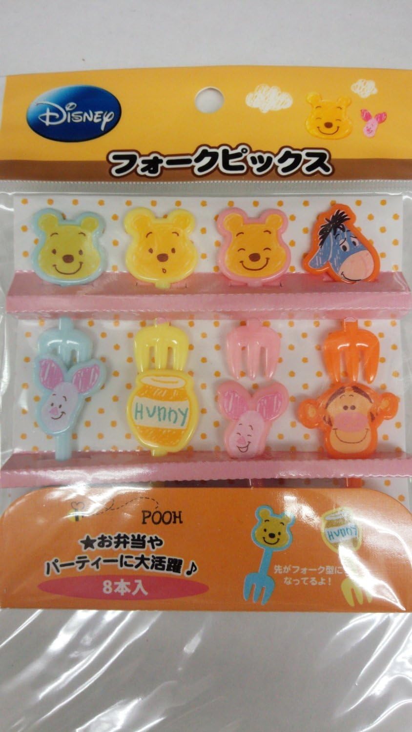 Disney Winnie the Pooh Fork Picks Bento Lunch Box Accessory 8 pcs from Japan
