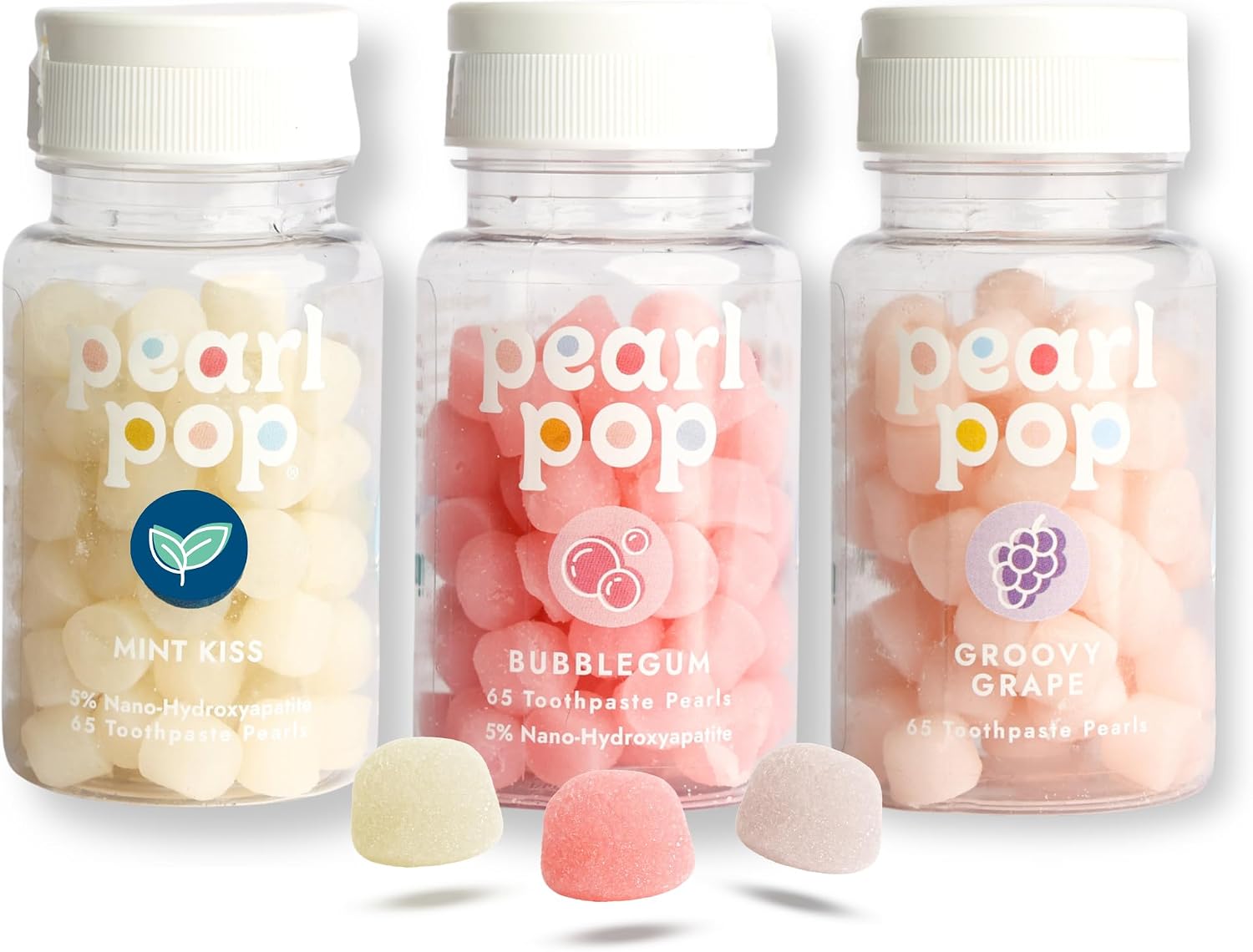 Gummy Toothpaste Pearls for Kids & Adults – Fluoride Free, Soft & Chewy Tooth Paste, Mess-Free Travel Alternative with Nano-Hydroxyapatite (nHAP) & Xylitol, Variety Pack, 195ct