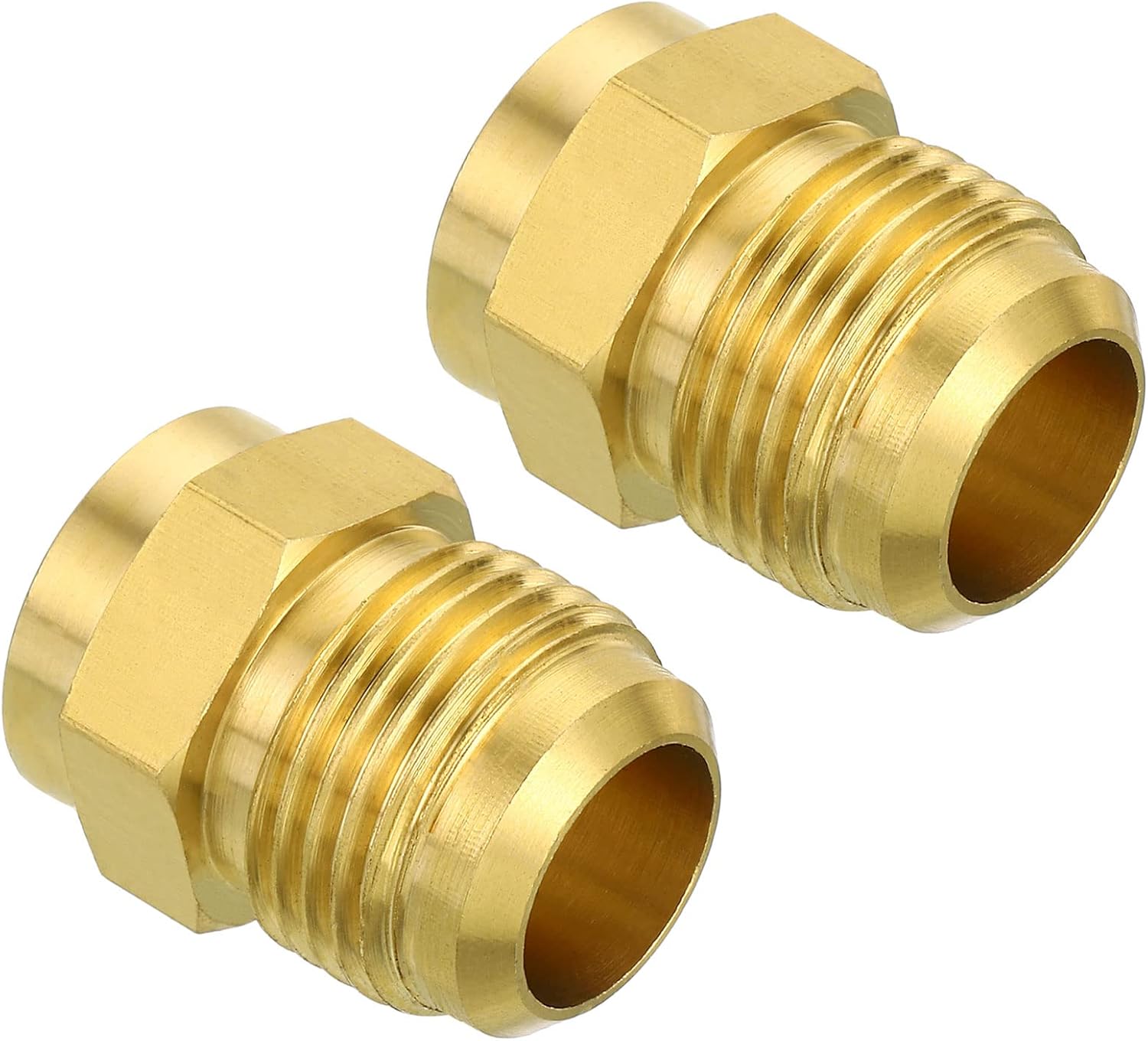 PATIKIL 1/4 SAE Male Thread Brass Flare Tube Fitting, 2 Pack Pipe Adapter Connector for Plumbing HVAC Air Conditioner