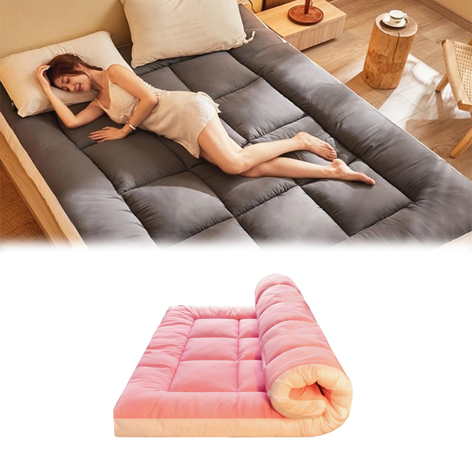 Colchón japonés suave y portátil enrollable para invitados, colchón grueso plegable para dormitorio, camping y coche, 90 x 190 cm (color: