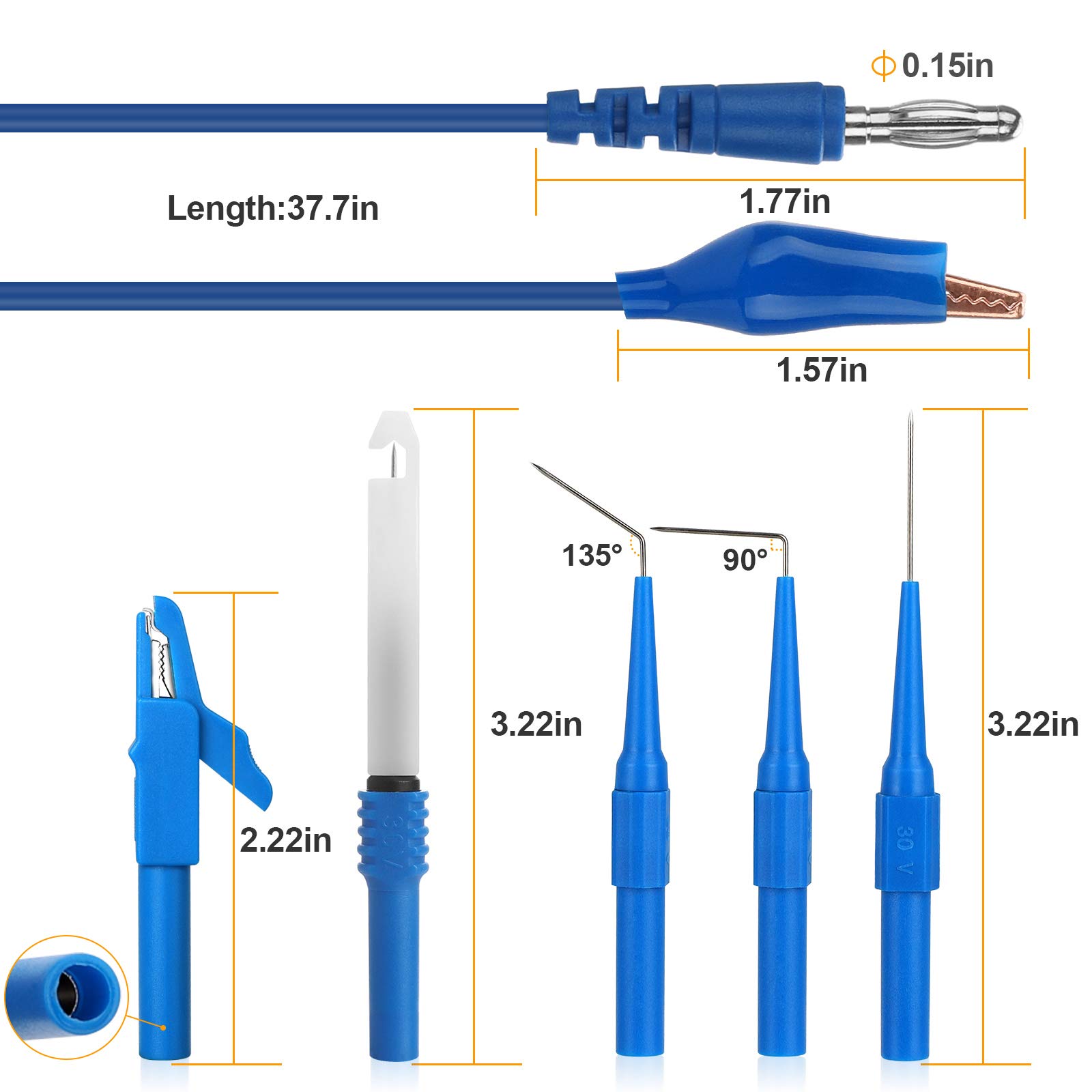 30 Pcs Test Leads Back Probe Kit, 4MM Double Ended Back Probe Pins and