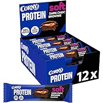 Corny Soft, Barretta Proteica al Cioccolato Fondente e Brownie, Ricca di Proteine, Senza Zuccheri Aggiunti, 12 Barrette x 45g