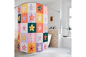 Retro Flower Checkered Shower Curtain