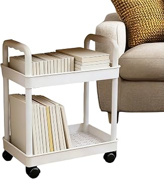 Rolling Carts 2 Tier Cabinet Mobile Shelf with Wheels