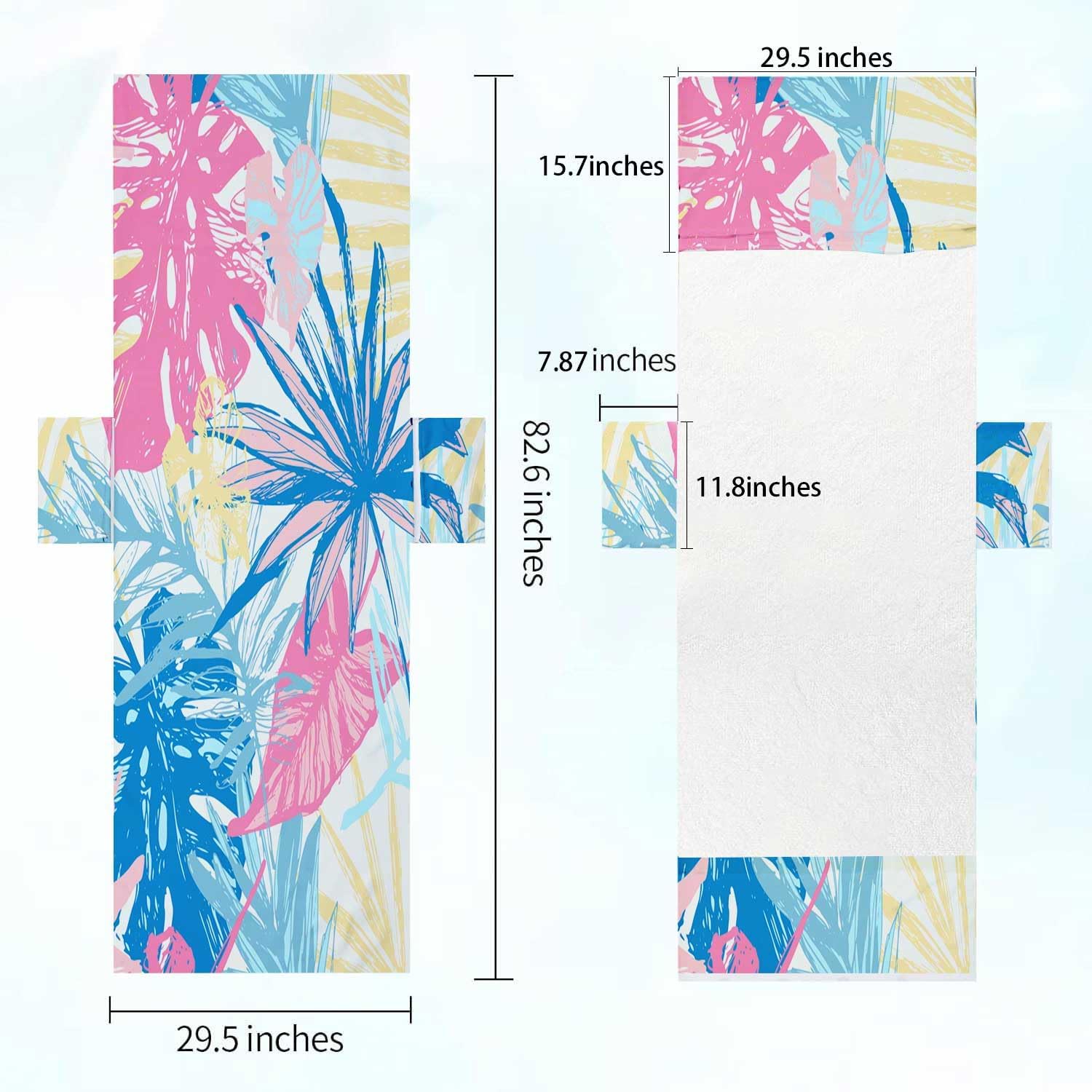 Mrcrypos Patio Chaise Lounge Covers,Tropical Leaves Palm Banana Retro Style Art Lounge Chair Cushion Cover,Beach Chair Covers with Pockets Pack of 2 for Outdoor Trips Garden Beach Pool,82.6"X29.5"