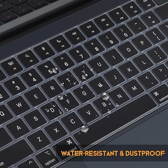 Keyboard Cover for 2026-2022 MacBook Air 15 & 13 inch M5 M4 M3 M2 Chip | Model A3448 A2941 A3114 A3241 A3449 A3240 A3113 A2681, Silicone Protector Skin, Anti Dust & Waterproof, US Layout, Black