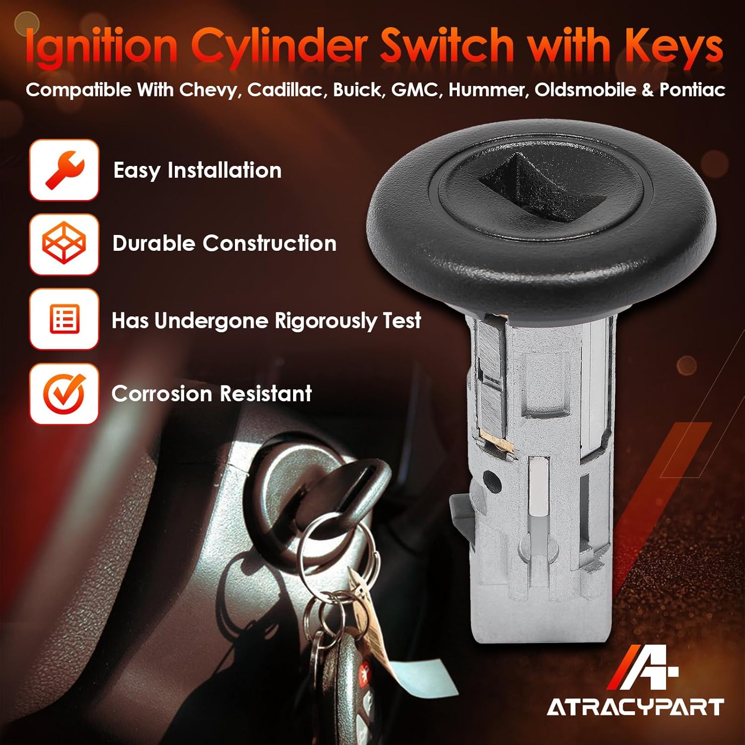 Ignition Lock Cylinder Switch with Keys, Compatible with 1999-2007 Chevy Silverado Avalanche Tahoe Suburban GMC Sierra Yukon Buick Hummer Bravada Pontiac Vehicles, Replace#: US-312L