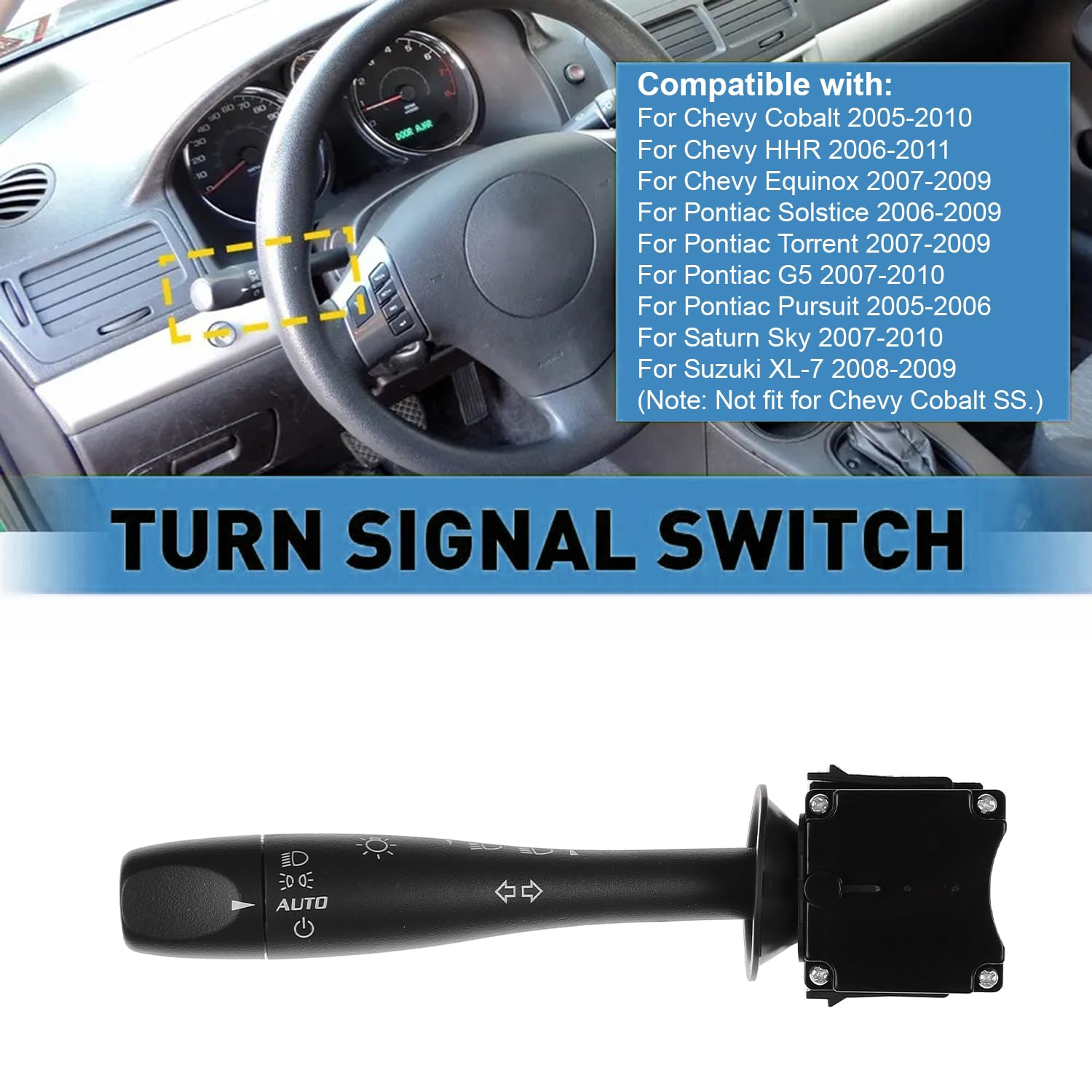 Turn Signal Headlight Dimmer Blinker Switch For Chevy Cobalt HHR Equinox Pontiac Solstice Torrent G5 Pursuit Saturn Sky Suzuki XL-7 2005 2006 2007 2008 2009 2010 2011 Replaces 20940099 15915857 D6254E