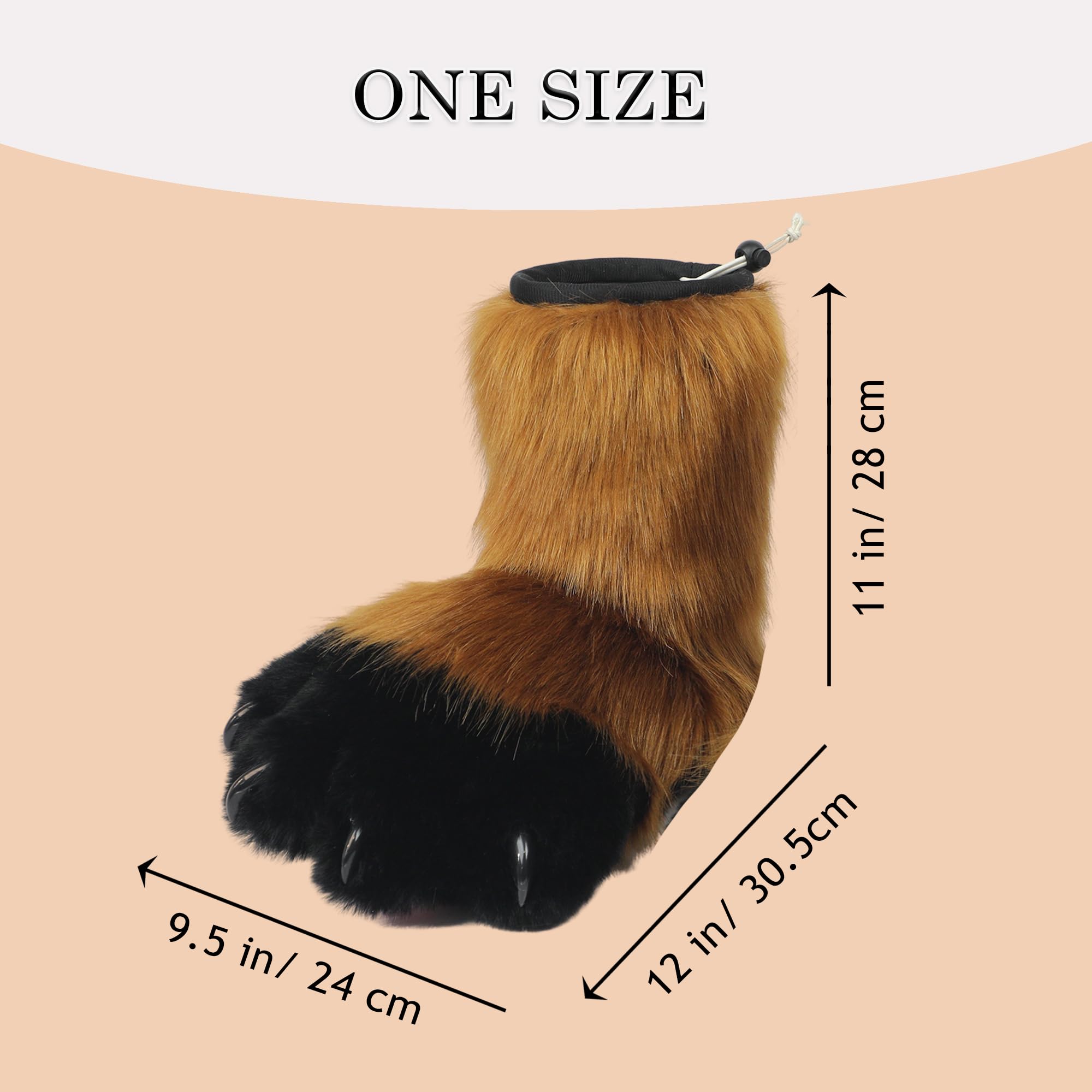 ZFKJERS Cosplay Animal Cat Plastic Claws for Fursuit Feet Paw Shoes Furry Paw Slippers Adults Costume Accessories Set (Brown) - Image 3