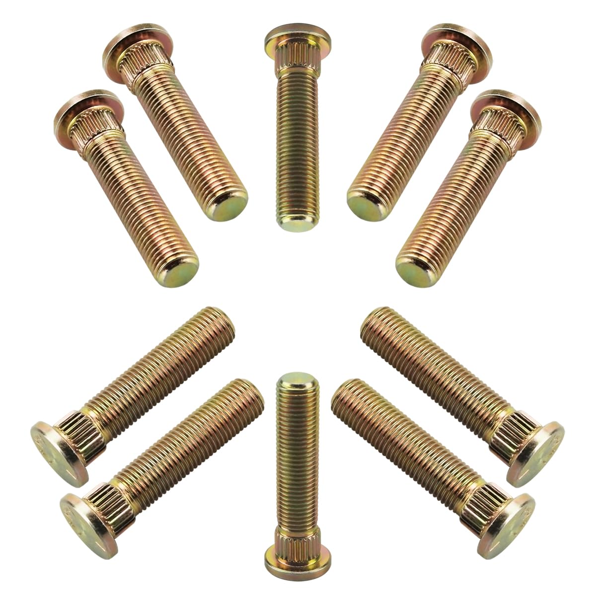 NOOTO 10 Pack 3/8 x 24 x 46mm Serrated Wheel Stud for Polaris 7517871 RZR 570 800 900 Ranger Crew XP