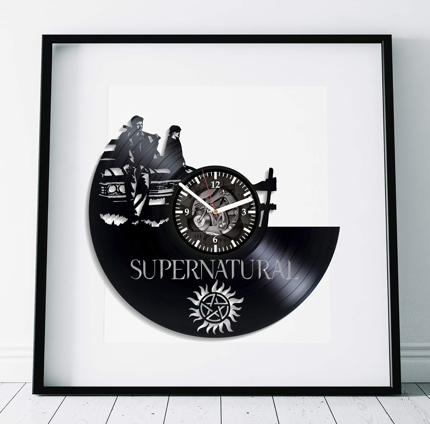 Winchester Brother Art Wall Clock Large Serial Art Birthday Gift for Fan Supernatural Art Lp Retro Vinyl Record Wall Clock Handmade Gift Serial Art Wall Clock Vintage Supernatural Clock