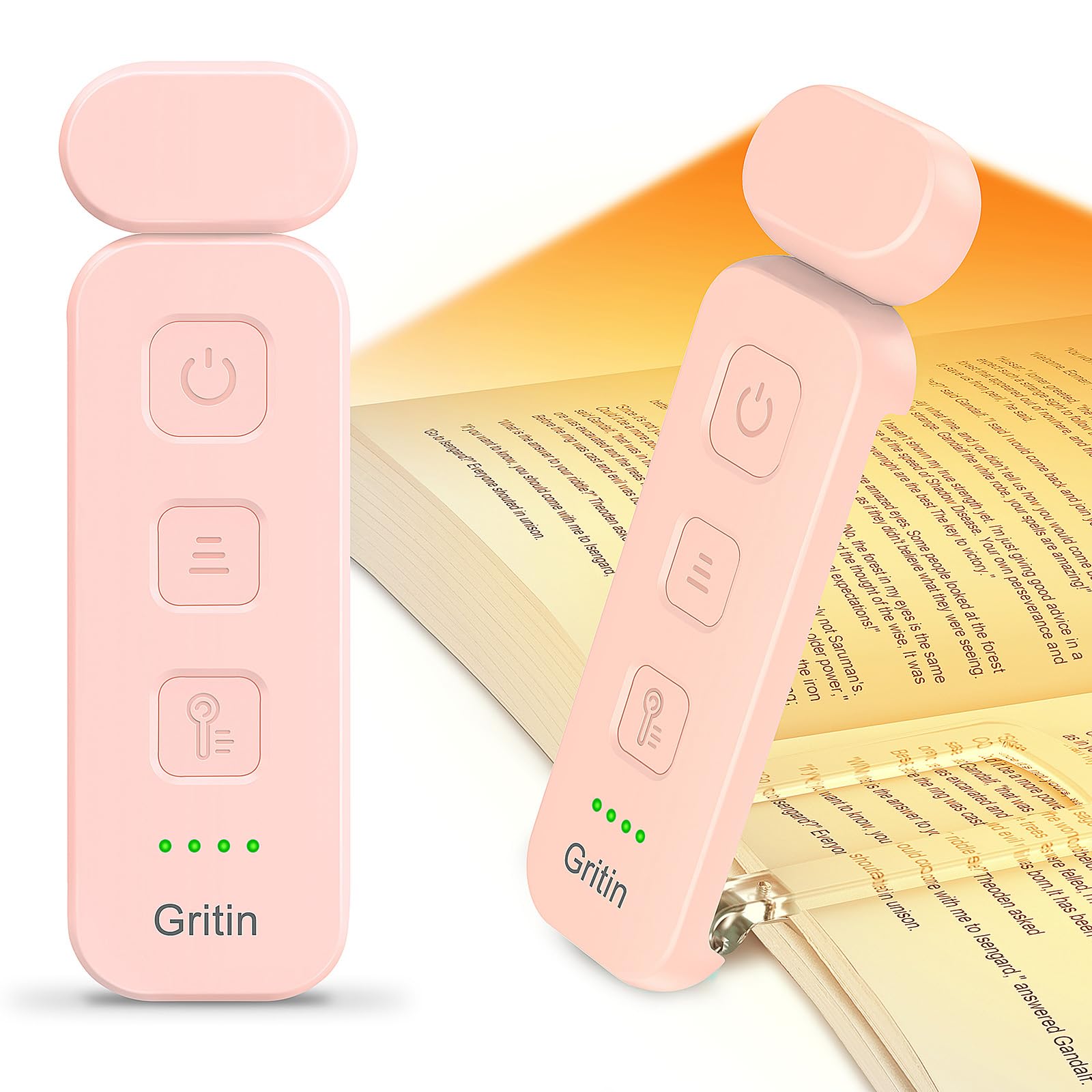 Gritin Luz de Lectura, Lampara de Lectura con Pinzas Recargable, 7 LEDs &3 Modos de Color &5 Niveles de Brillo Regulables, Batería de Larga Duración, Compacta y Portátil Lámpara Lectura Infantil