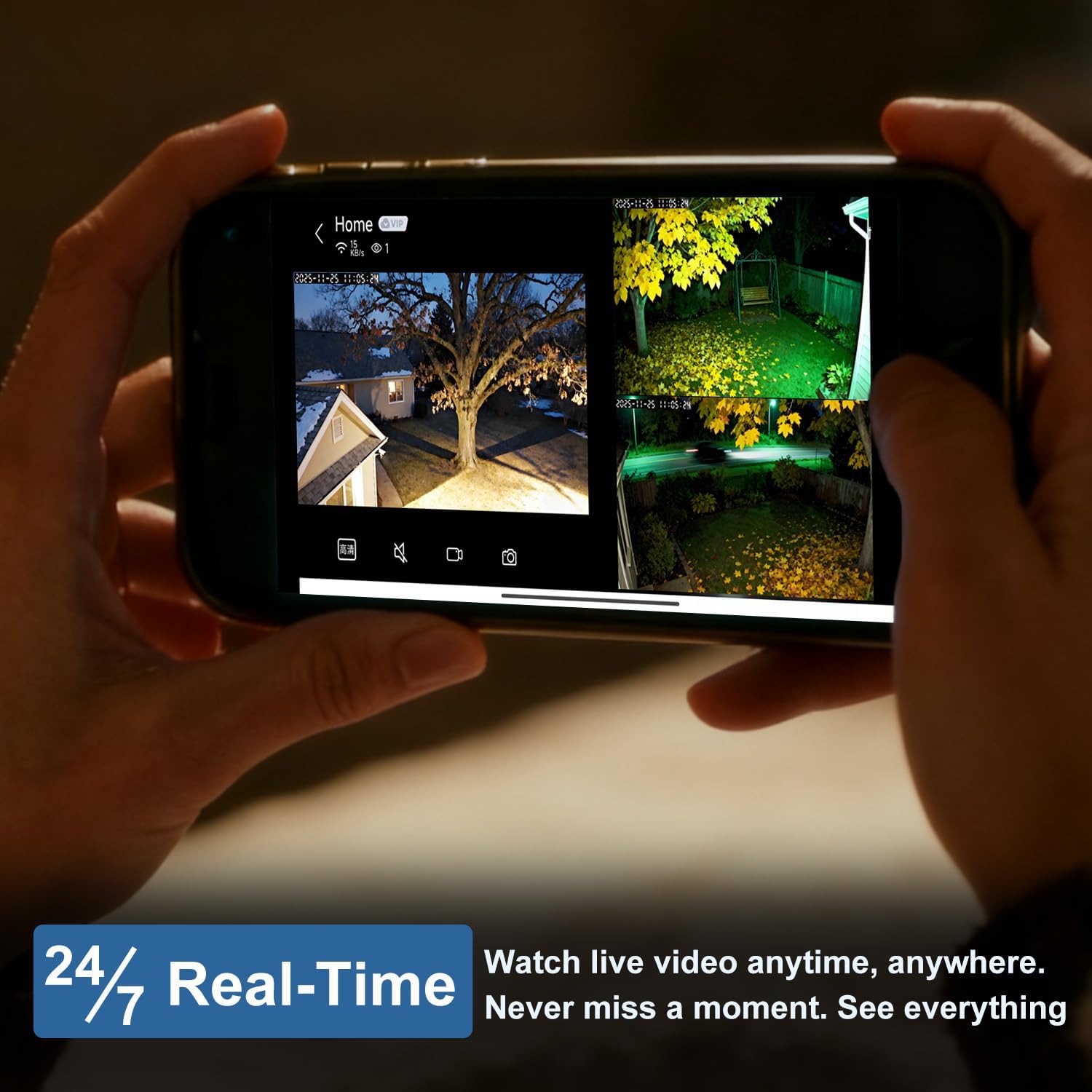 4MP Triple-Lens Outdoor Security Camera, 360° Pan/Tilt Coverage, Human Tracking & Night Vision, 2.4GHz WiFi, SD/Cloud Storage,2-Way Talk, Works with Mobile Apps & PCs - Image 3