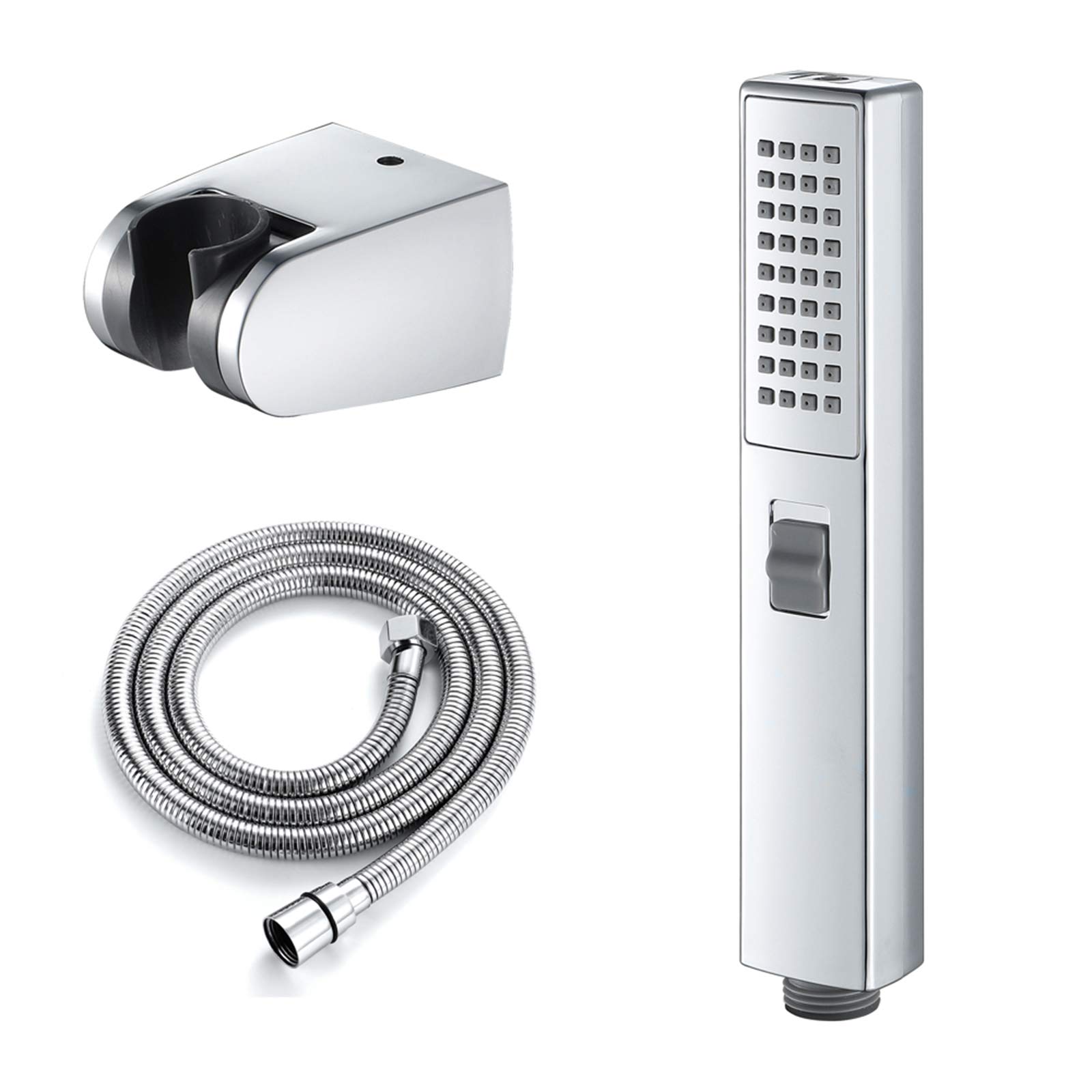Pomme de douche à main carrée en chrome avec 2 modes de pulvérisation et massage