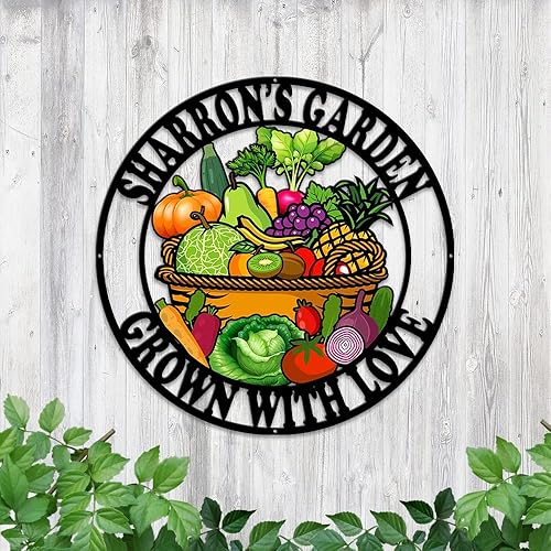Miniatura 4 de MeMate Letrero de jardín de verduras para decoración al aire libre, letreros de jardín para personalizar, decoraciones de metal personalizadas,