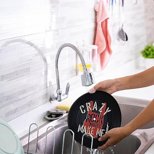 Miniatura 4 de Divertidos posavasos retro para discos de vinilo, juego de 6 posavasos creativos con soporte para tocadiscos de vinilo para amantes de la música,