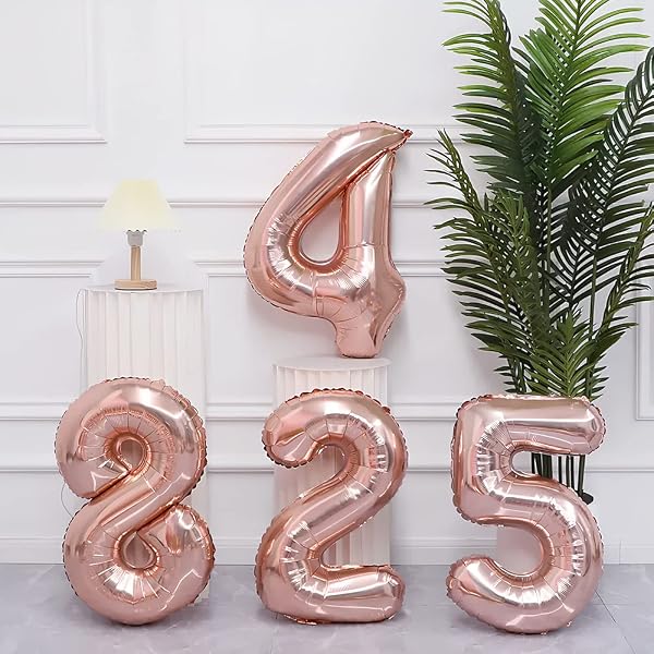 Foil Palloncini Numeri 44 Oro Rosa, Gigante Numero 0 1 2 3 4 5 6 7 8 9 10-19 20-29 30-39 40 50 60 70 80 90 100, Gonfiabili Pallone per Anniversario, Decorazione Feste di Compleanno Palloncino - 4