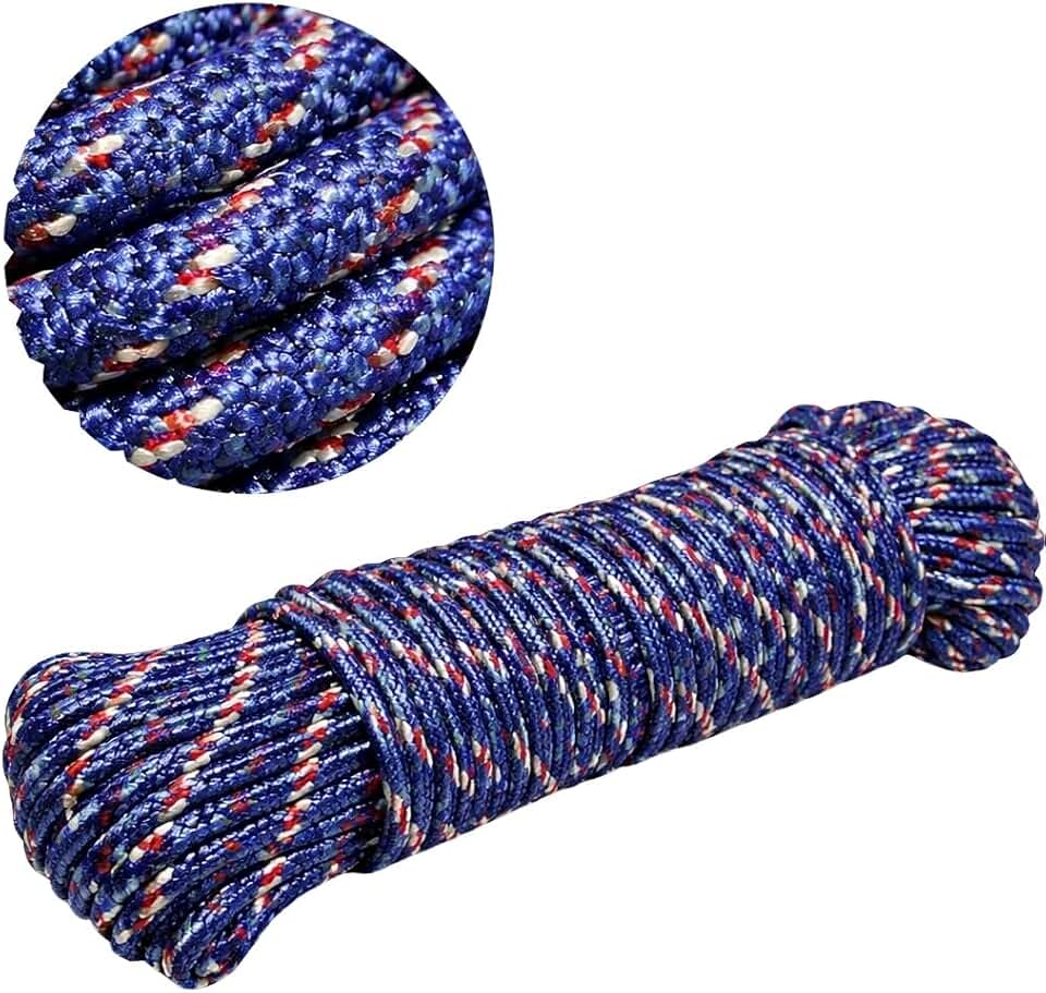 Cordas Varal de teto Trançadas Multiuso de Nylon com 5mm e 10 Metros de Corda Reforçada Cores Sortidas Resistente Antimofo Uso Interno e Externo