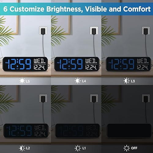 Miniatura 3 de Peakeep - Reloj despertador digital de pantalla grande para dormitorios, calendario con fecha y día de la semana, relojes de escritorio y mesa para