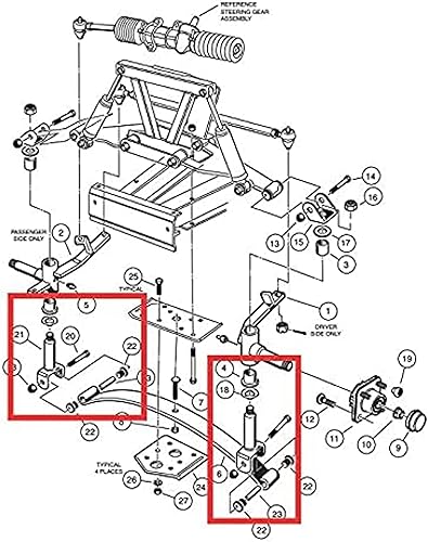 Miniatura 6 de Huskey - Kit de reparación para carrito de golf, kit de pasador King y kit de bujes frontales, extremos de barra de acoplamiento para Club Car