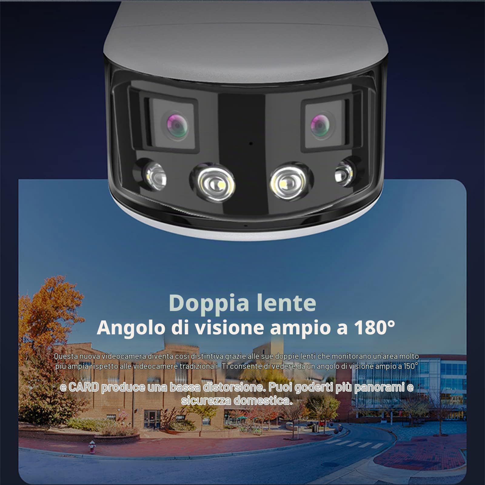 OBA-DL-T20 Telecamera Wi-Fi Esterno Doppia Lente Angolo Visione 180° 4K Visione Notturna A Colori Starlight Audio Bidirezionale