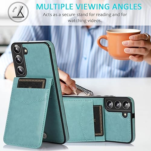 Miniatura 5 de Asuwish Funda de teléfono para Samsung Galaxy S22 5G con protector de pantalla de vidrio templado y tarjetero de crédito, soporte de cuero,