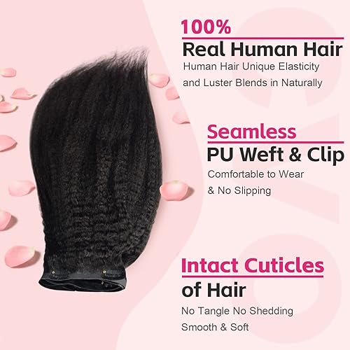 Miniatura 9 de Extensiones de cabello humano real con clip, sin costuras, ondulado, 4.23 oz, 7 unidades, ultra finas de doble trama, extensiones de cabello humano