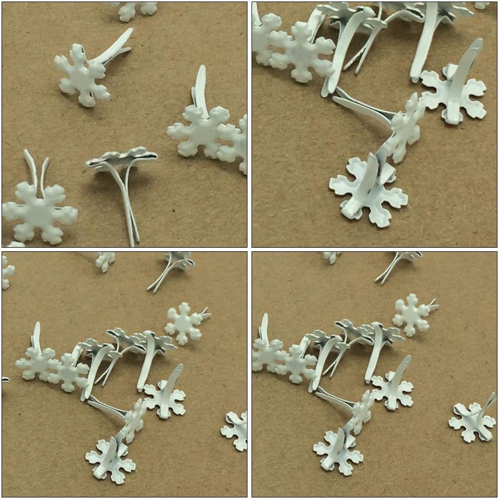 BESTOYARD 100pcs Christmas Paper Fastener Snowflake Brads Mini Metal Brads 12mm for Christmas DIY Craft Paper Crafts Scrapbooking Card Making