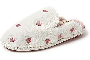 Dearfoams Mama Bear Valentine's Day Slippers for Women - Pink Fuzzy Heart Design