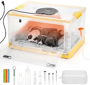 TURBRO 85L Puppy and Kitten Incubator, Advanced Care System with Precise Heating & Fan Control, Multifunctional LED Panel, Nebulizer for Respiratory Support, Temperature and Humidity Monitoring