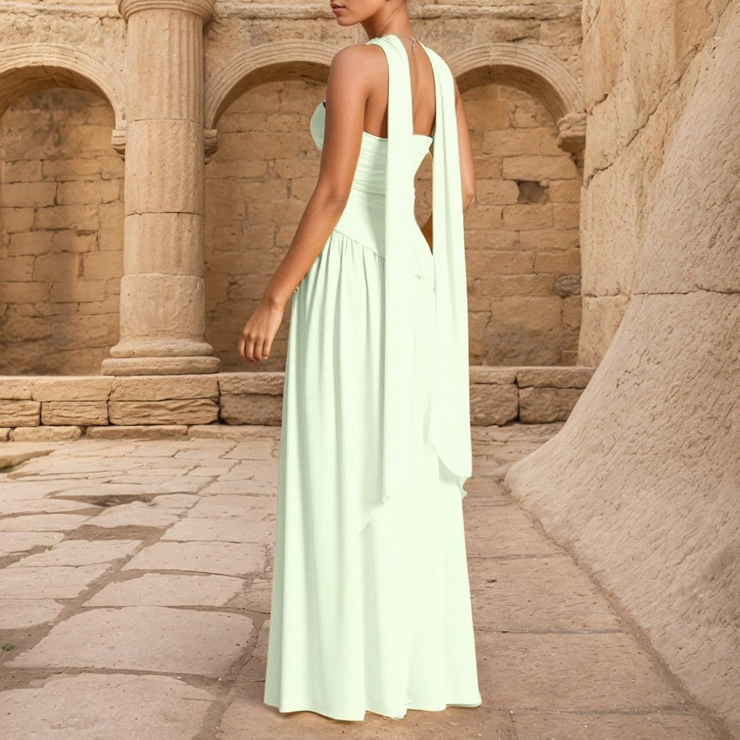 Maxi Dresses for Women Strapless High Slit Tube Dress Flowy A Line Cocktail Evening Party Wedding Guest Dress