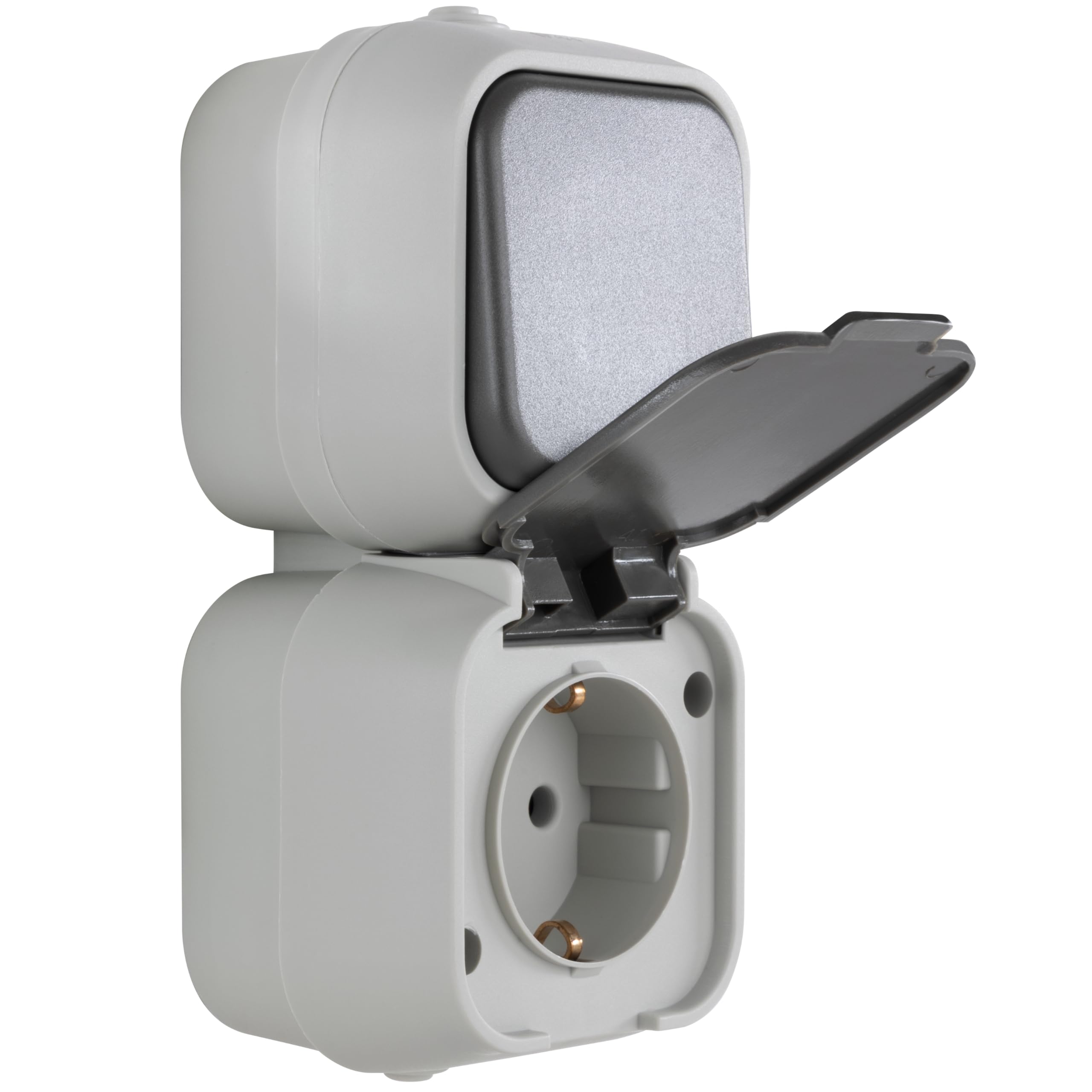 Zenitech Aquae Waterdicht Opbouwstopcontact – 16A, 2P+T, IP54, Wit/Zwart – Perfect Voor Buiten!