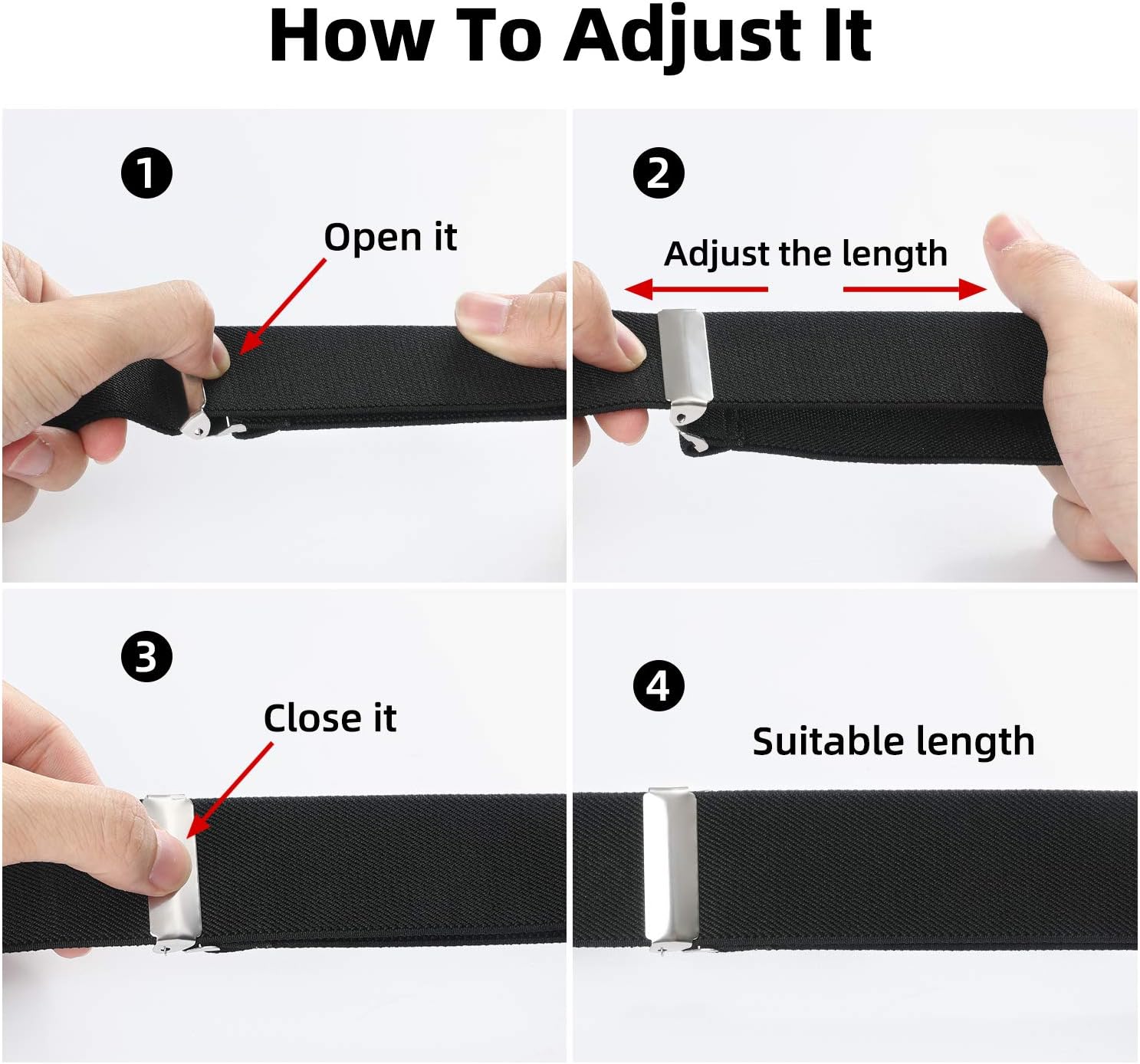 HISDERN Suspenders for Men X-Back 1.4" Adjustable Elastic Suspender Braces Strong 4 Clips for Work Trousers Wedding