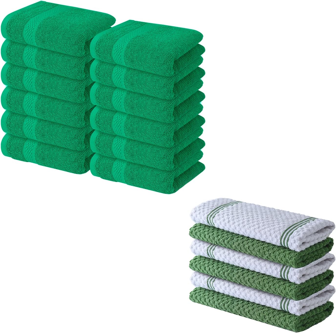 Infinitee Xclusives Bundle of Green Kitchen Towels Pack of