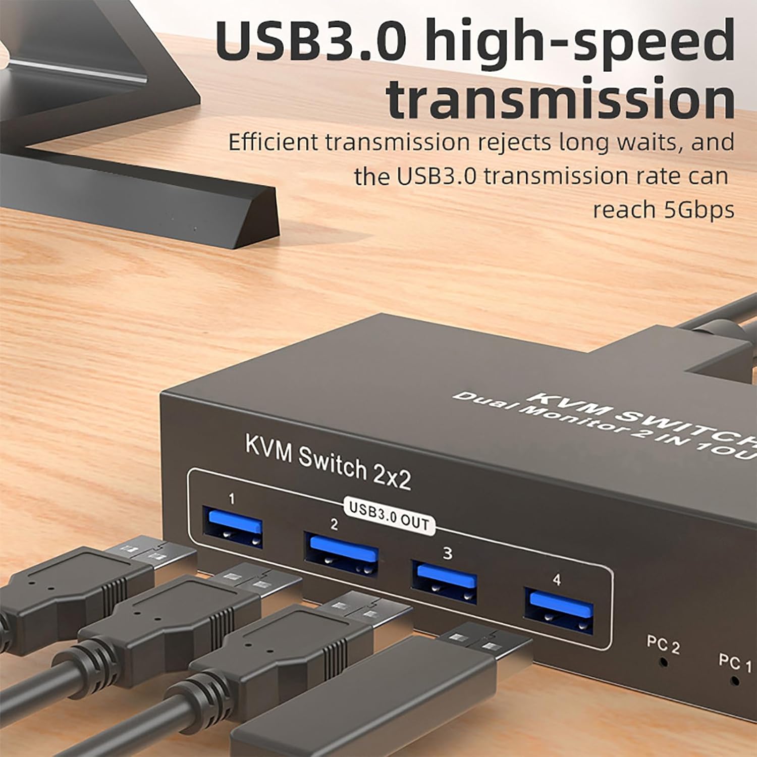 KVM スイッチャー 2 台のコンピュータ用ダブルモニター 4 USB3.0 ポート簡易出力メタルデザイン複数のデバイス HDTV