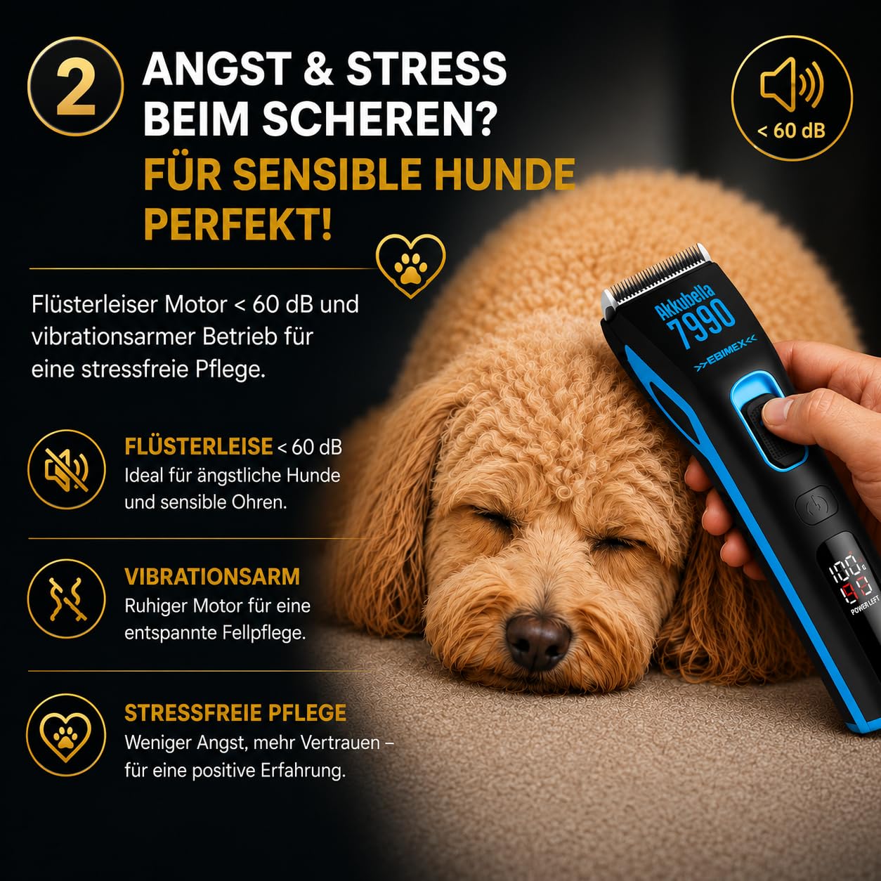 Hundeschermaschine Profi für Hunde & Katzen – FURLO Akkubella 7990 Tierhaarschneidemaschine für dichtes, lockiges & langes Fell – Leiser Hundetrimmer mit 8h Akku, Hybridbetrieb, Keramik Scherkopf