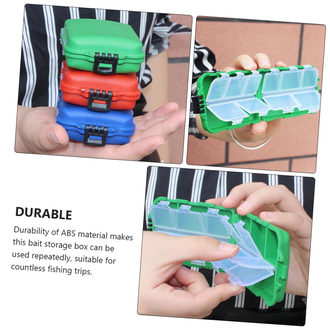 Mikinona 3pcs Fishing Lure Storage Box with Internal Dividers Durable Tackle Organizer for Anglers Lid for Easy Identification Efficient Bait Management Color