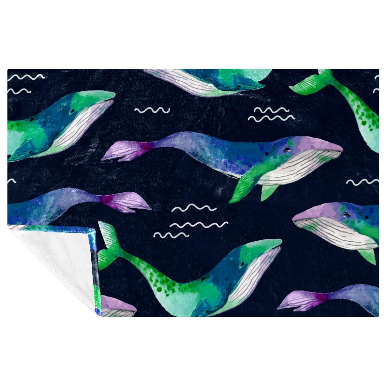 Couverture douce baleines 150x100 cm pour lit et canapé