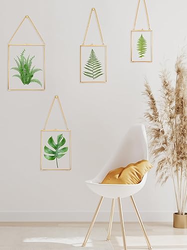 Miniatura 5 de Marco de flores prensadas para colgar de 4 x 6 pulgadas, marco de fotos flotante de doble vidrio hecho a mano, marco de vidrio para flores