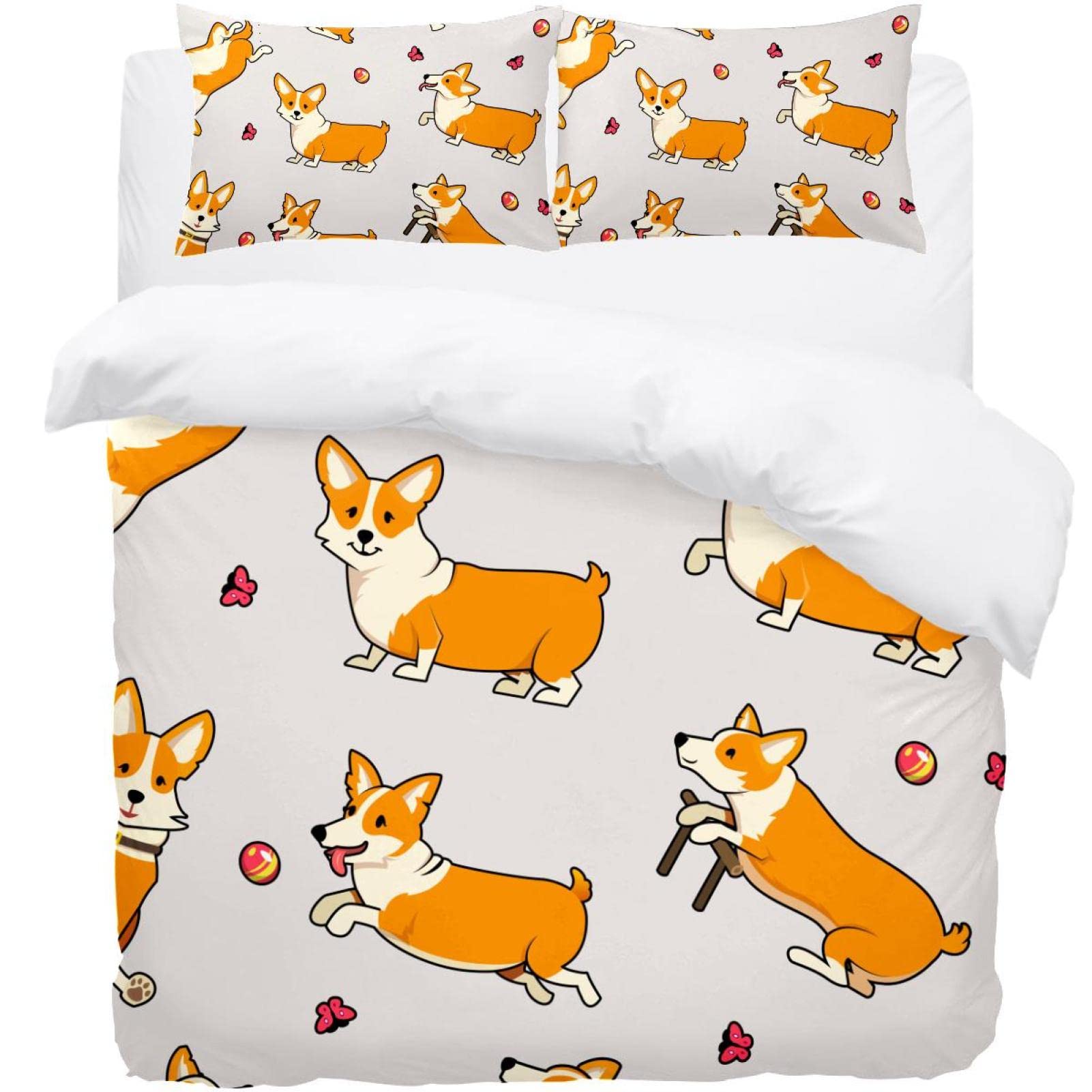 Parure de lit Corgi imprimé papillon pour apporter de la joie au lit