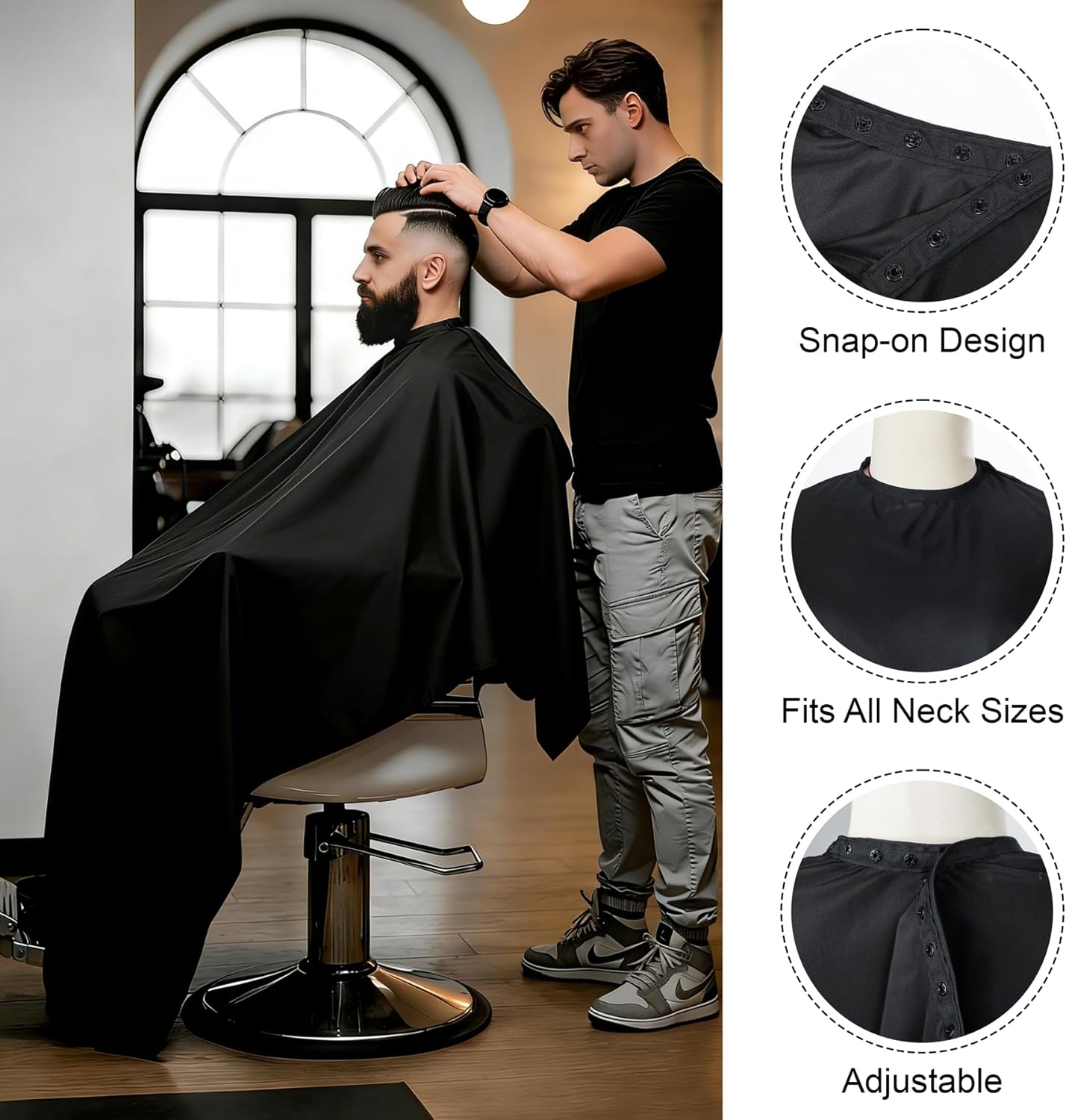 Professional Hair Cutting Cloak Professional Barber Cape Catch-All Hair Trimming Gown with Adjustable Neck