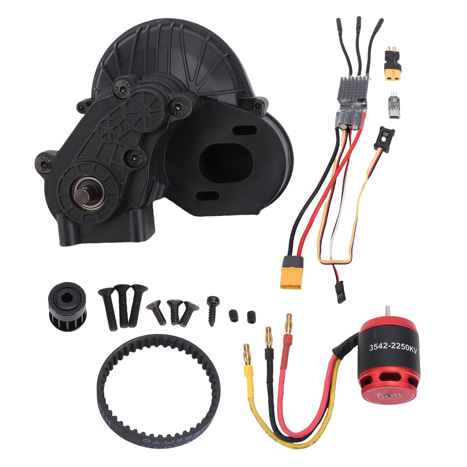 Pongnas Bezszczotkowy Silnik Outrunner 2250 KV i Zestaw ESC 80 A z gąsienicą RC Axial SCX10 /10 – Wstępnie Lutowany, Programowany Przez USB, Cichy System Dużej Mocy