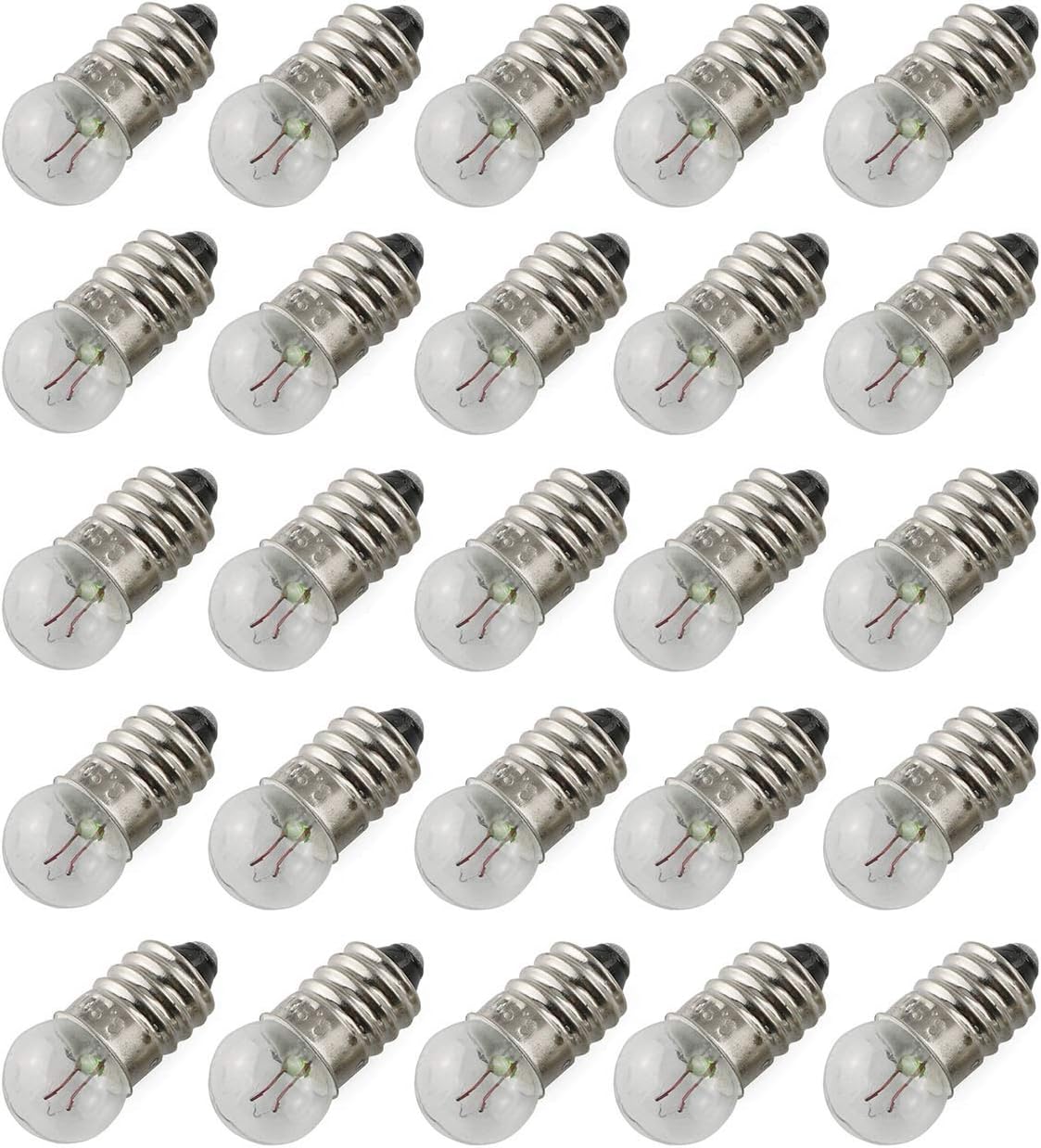 E-outstanding 25pcs E10 Mini Light Bulbs Screw Base Indicator Light Incandescent Bulb DIY Old-Fashioned Flashlight Lamp Warm Yellow Light, 3.8V 0.3A
