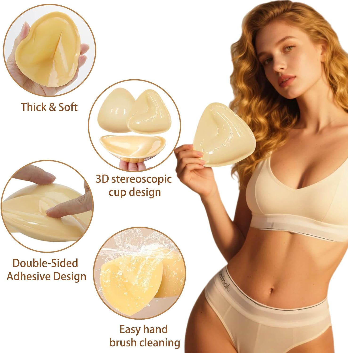 Sticky bra pads inserts push up|double sided adhesive pads breast for Bikini, Swimsuit, Sports