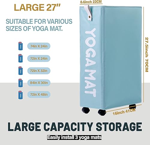 Miniatura 2 de Twira Estantes de almacenamiento para esterillas de yoga, estante de almacenamiento de gimnasio en casa para rodillo de espuma, correa de yoga y