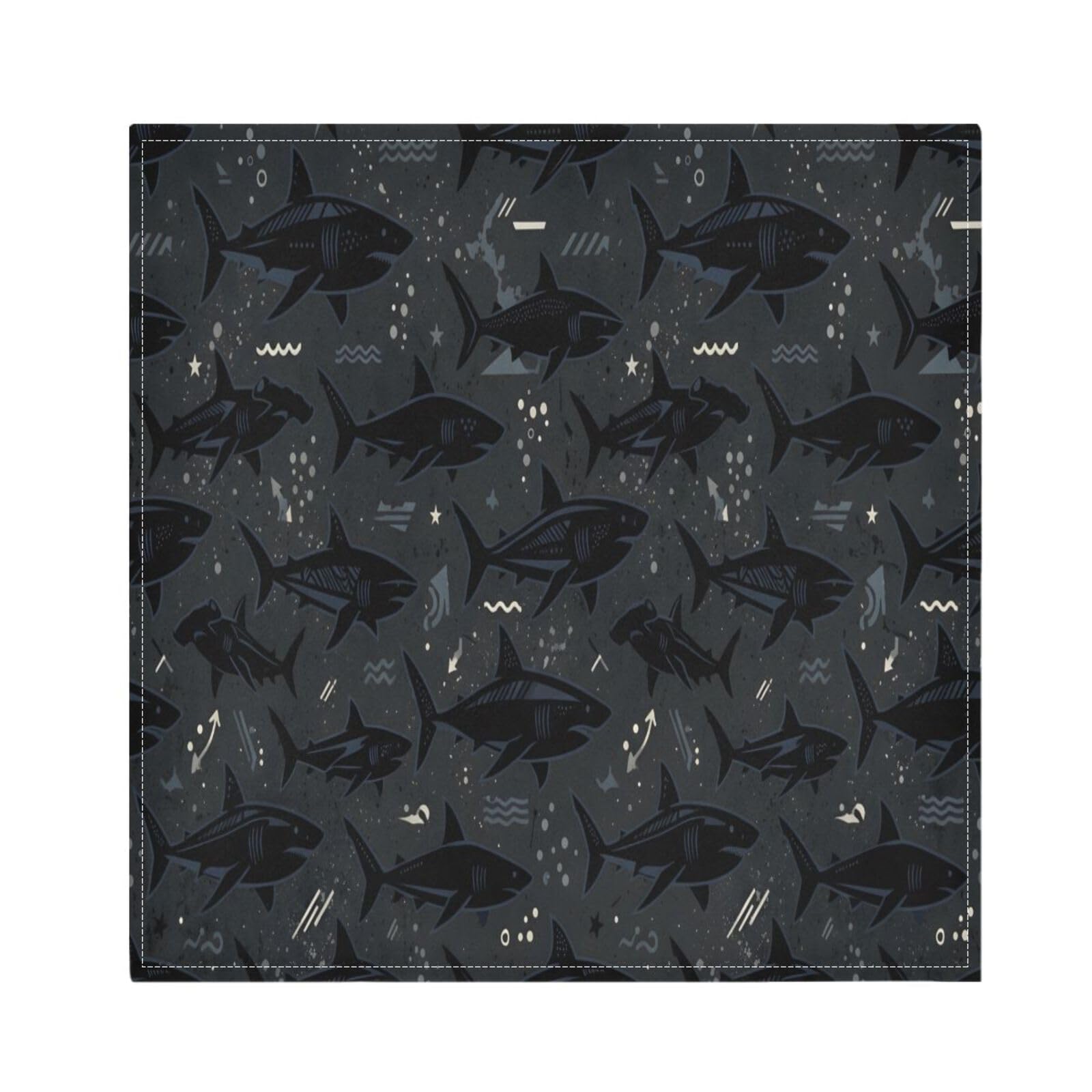 Ttgoth Sharks Cloth Napkin Set of 4 Washable & Reusable Dinner Napkins for Dining Table, Banquets, Wedding, Party, 50x50 cm
