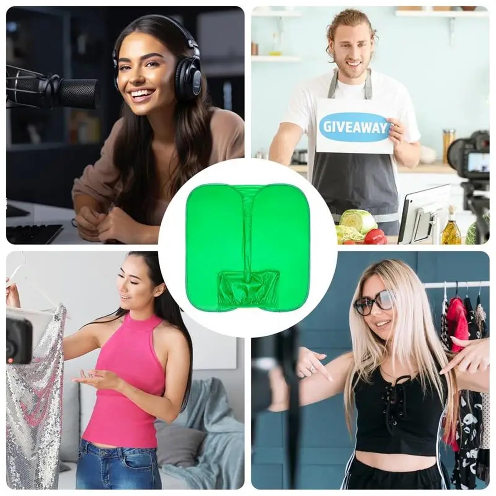Streaming de Pantalla Verde for Silla, fotografía portátil, Hoja de Fondo de Pantalla Verde Que se Fija a Cualquier Silla Resistente a Las Arrugas para Foto, Video, Juegos En Vivo