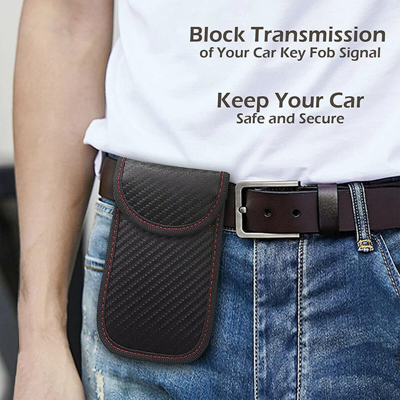 Disturbatore di Segnale, Scatola di Blocco del Segnale in Legno + 2X Borsa in PU, Faraday for Chiave Auto, Protettiva antifurto